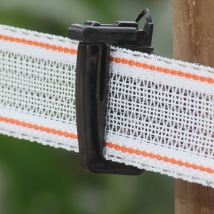 Lint wit-oranje, versterkt, 200m, 40mm